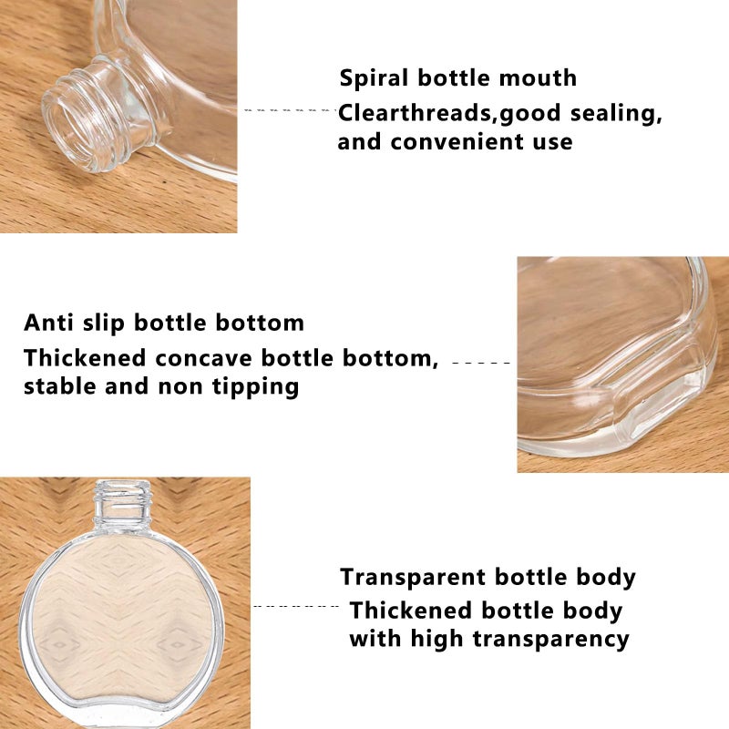 PYAWI 6Pcs 2 oz Glass Dropper Bottles for Essential Oils 60ml Clear flat round perfume bottle with Droppers for Oils  Perfumes  Serums Leakproof for Travel (Clear/Rose Gold) - Image 3